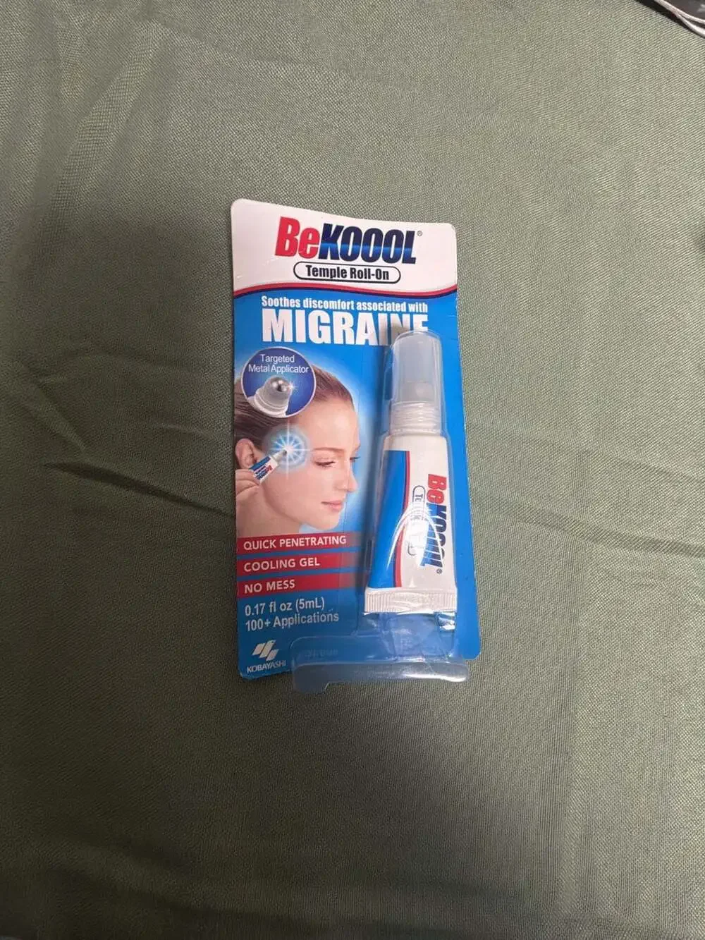 BeKoool Temple Roll-On Migraine Relief Cooling Gel 0.17 fl oz